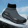 Zapatos Casuales Versátiles Gruesos con Suela Elevadora de Punto Volador de Color Sólido Transfronterizos para Hombre y Mujer, Talla Grande, Cálidos, Gamuza, Deportivos, para Correr, con Algodón Adicional
