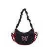 Bolsa plissada com laço feminino 2024 verão com costura de cor contrastante casual elegante bolsa de ombro