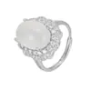 Anillo de Calcedonia Huevo de Paloma Hielo Alto Natural Plata de Ley s925 Estilo Nuevo Estilo Chino Nuevo Atmosférico Jade Anillo para Mujer Joyería