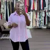 Roupas Femininas Transfronteiriças Europeias e Americanas Verão 2026 Novo Estilo Elegante e Fashionável Gola Lapela Solta Irregular Manga Curta Camisas Tops para Mulheres