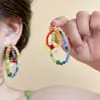 Brincos Arco-Íris Desconstruído ~ Brincos Coloridos com Pedras Naturais para Mulheres Verão Design Dopamina Brincos de Tarraxa Estilo Férias