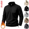 Moletom masculino novo de inverno estilo europeu e americano transfronteiriço, quente para atividades ao ar livre, peso pesado, forrado com fleece, design com zíper catiônico