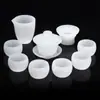 Taza de Porcelana de Jade Blanco de Color Cristal de Gama Alta con Tapa de Vidrio, Taza de Maestro, Caja de Regalo para Juego de Té Kung Fu