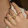Conjunto de Colar Olho de Diabo em Prata Esterlina S925 Yuanfan Anel de Flor de Luxo Acessível Francês Combinação Brincos com Zircônia para Mulheres