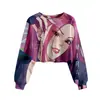 Huntrx Patrón Impreso en 3D Nuevo Estilo Transfronterizo Niñas Sudadera Corta Casual de Cuello Redondo