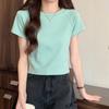Real shot ~ T-shirt feminina manga curta verão short top