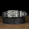 Cinturón de Hombre Automático con Hebilla Imitación Cobre Tallado Patrón Agresivo de Hierba Tang Hebilla de Seis Garras Dragón en Relieve Venta Caliente en Vivo Distintivo