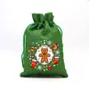 Bolsa de Regalo Navideña Verde Hierba Transfronteriza Imitación Lino Bolsa de Dulces de Santa Bolsa de Almacenamiento de Regalos Navideños Bolsa de Empaque