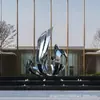Escultura de Fénix Acero Inoxidable Alas Grandes de Fénix Concha Marina Metal Abstracto Paisaje Luminoso Alas Adorno de Fuente de Agua