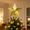 Decoração de topo de árvore de Natal 15cm estrela de plástico banhada a ouro estrela de cinco pontas galvanizada estrela de topo de árvore de Natal Decoração de Natal