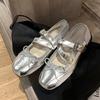 Nuevo Estilo de Verano~ Sandalias de Tira Cruzada Suela Suave Parte Superior Suave Hebilla de Correa Única Redondeadas con Lazo Zapatos de Una Sola Tira para Mujer