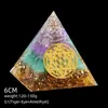 Transfronterizo 6cm Cristal Natural Letra Dorada Adorno Decorativo de Escritorio para el Hogar Pirámide de Resina para Chakra Yoga Meditación