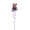Pajita Espiral Colorida de Intensamente, Parche Decorativo de PVC de Dibujos Animados, Pajita Reutilizable para Fiesta
