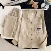 Nuevo Estilo Primavera y Otoño para Niñas, Manga Larga, Pantalón Largo, Dibujos Animados, Ropa de Casa Cómoda con Cuello de Muñeca y Diseño de Algodón Nube, Adecuado para Niños Mayores y Conjuntos a Juego Padre-Hijo