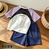 Nuevo Conjunto de Camiseta y Shorts de Estilo Japonés con Bloques de Color para Niños de Secado Rápido Malla Transpirable Manga Corta Raglán Unisex Transpirable Deportivo