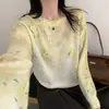 Suéter de punto con cuello redondo y degradado floral para mujer, nuevo estilo Otoño/Invierno 2026, moderno, elegante, holgado, de manga larga, fino