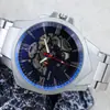 Reloj de Hombre Transfronterizo Estilo de Negocios Reloj de Cuarzo Redondo Hueco Imitación Mecánica Nuevo Reloj Genial Suministro Directo de Fábrica