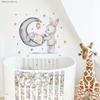 Oso de Peluche Durmiendo Conejo Estrella Luna Dormitorio Infantil Guardería Mesita de Noche Pegatina de Pared Decoración Pegatina Pegatina Pegatina