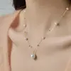Colar Pingente Pérola Gipsofila Acessórios para Mulheres, Corrente de Clavícula de Design Nicho Leve de Luxo para o Verão, Joias de Corrente de Pescoço de Alta Qualidade