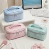 Bolsa de Maquiagem Portátil Personalizada Estilo Coreano Ins Estrela Bolinhas Cor Sólida, Bolsa de Armazenamento de Skincare Multifuncional de Grande Capacidade