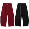 Vibras de moda diseño nicho sensibles a la presión línea brillante overol pantalones de hombre y mujer plisados paracaidista pierna ancha multibolsillo pantalones rectos