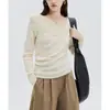 Tejido de Punto Ajustado Estilo Francés para Mujer 2025 Principios de Primavera Nuevo Diseño Moda Nicho Chic Top de Manga Larga