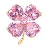 Broche de Trébol de Cuatro Hojas Rosa Dulce, Diseño de Lujo Accesible para Mujer de Alta Gama, Ramillete de Cristal Elegante, Accesorios de Pin Antiexposición