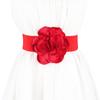 Cinturón elástico ancho transfronterizo para mujer, estilo europeo y americano, con flores grandes exageradas, decorativo, para falda, con joya roja.
