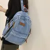 Mochila Escolar Femenina Estudiantes de Secundaria Estudiantes de Secundaria Mochila de Gran Capacidad Estudiantes Universitarios Lona de Mezclilla Todo Combinación Mochila de Viaje Moderna