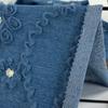 Diseñador Nuevo Tejido Denim Bordado con Flores Encaje Flor Denim Vintage Artístico Tela para Vestido de Mujer