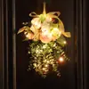 Decoração de Parede de Buquê Invertido de Eucalipto Estilo Floresta Folha de Dinheiro Flor Artificial Decoração de Casamento Pingente Flor Artificial Maçaneta de Porta