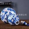 Botella de vino de porcelana azul y blanca de Jingdezhen con forma de calabaza, jarra de vino de cerámica, olla sellada para almacenamiento de vino doméstico, jarra para infusión de vino, regalo