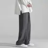 Pantalones de verano para hombre, color liso, estilo Hong Kong simple, corte holgado, talla grande, fluidos, hasta el suelo