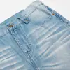 Calça Jeans Drapeada Estilo Americano com Padrão de Bigodes para Homens, Caimento Solto, Cleanfit, Moda High Street, Calça Wide Leg Lavada e Desgastada