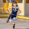 Conjunto de Conejo Policía de Verano para Niñas Estilo Academia Infantil Ropa de Verano para Niñas Niños Atuendos de Hermanos Atuendos de Hermano y Hermana Conjunto de Dos Piezas