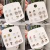 Suministro Directo de Fábrica de Juego Combinado de Aretes para Una Semana de Aguja de Plata 925, Aretes Exquisitos y Versátiles, Aretes que Conservan el Color y Dulces