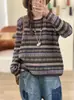 Suéter Pulôver Jacquard Gola Redonda Novo Outono/Inverno 2026 Versátil Manga Longa Malha Solta para Mulheres