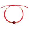 Cuentas de Transferencia de Cinabrio Año del Caballo Pulsera de Hilo Rojo Ajustable Pulsera de Hilo Rojo de Nailon Unisex Mantra de Seis Caracteres Año del Zodiaco