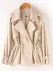 Chaqueta de Cuero con Lazo a la Cintura Estilo Otoño Nuevo Transfronteriza, Cuero Semi-Curtido Encapsulado al Agua, Chaqueta de Cuero Moderna y Versátil