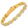 Pulseira Magnética Popular Europeia e Americana Transfronteiriça, Coração de Pêssego Fashion e Luxuoso Cheio de Diamantes, Pulseira Magnética de Liga de Uma Fileira para Casal