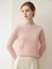 Coleção Outono e Inverno, prêt-à-porter premium, blusa base de malha feminina 100% cashmere puro, gola semi-alta, modelagem solta, suéter pullover emagrecedor
