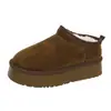Sapatos femininos de algodão confortáveis com sola grossa, um passo, 2026, com pelúcia, sem aquecimento, sapatos de algodão espessos para neve, salto de lua de inverno