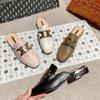 Zapatos Muller de piel de vaca, nuevo atuendo de verano, zapatos modernos, zapatos de cuero genuino, zapatos holgados, zapatillas planas sin tacón para mujer