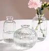 Vaso pequeno transparente fresco ins reto redondo boca fina mini vidro flor mesa de centro mesa de centro decoração fabricantes atacado