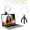 Lámpara de Relleno LED con Clip Fuerte para Videoconferencia y Transmisión en Vivo de Laptop de 6 Pulgadas, Aro de Escritorio LED