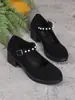 Zapatos Mary Jane Versátiles de Gamuza con Punta Redonda y Correa Única Invierno 2025 Nuevos Directo del Fabricante para Exportación Zapatos para Mujer Transfronterizos