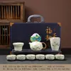 Bule de Chá Fu Zhu Ru Kiln Pote Xishi Conjunto de Chá Kung Fu Completo Cerâmica Caixa de Presente Conjunto Presente Corporativo Lembrança