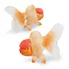 2 Peças de Figura de Peixe Dourado Realista Modelo de Peixe Oranda em PVC Peixe Koi Decorativo para Crianças Animal Marinho Educacional Brinquedo para Casa Escritório Colorido Mar Li
