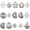 Plata Antigua Estrella de Cinco Puntas Lobo Búho Calado Estrella de Cinco Puntas Aleación Colgante Colgante DIY Collar Pendientes Accesorios de Joyería