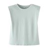 Ropa Nueva de Verano 2024 para Mujer Transfronteriza Estilo Europeo y Americano Cuello Redondo Todo Fósforo Sin Mangas Camiseta Superior con Hombro Acolchado para Mujer M86609